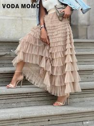 Skirts Womens Elegant Maxi Skirt Office Women Commuting Party Attire Spring Summer Long Layered Ruffles Design