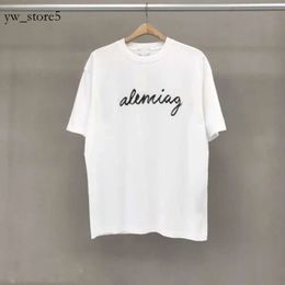 Balanciagas T Shirts Designer Graffiti Balanciagas Cursive Signature T Shirt Smiling Sport Printed Brand Men Women Tshirts Front Letters Woman Fashion Shirt 957