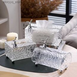 Tissue Boxes Napkins Tissue Box Acrylic Pattern Household Living Room Coffee Table Light Luxury Suction Paper Box Wall Hanging Bathroom Tissue Box Q240222