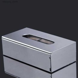 Tissue Boxes Napkins Office Stainless Steel Cover Car Towel Tissue Box Paper Container Home Square Napkin Holder Hotel Elegant Storage Bedroom Q240222