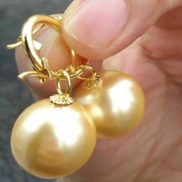 Earrings 16mm Fashion natural golden round Sea Shell Pearl gold earrings Easter Holiday gifts Classic Halloween Hook Beautiful Wedding