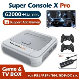 Players Super Console X Pro Retro Video Game Console Wifi 4K HD For PSP /PS1/N64/DC TV Box Game Players With 62000+ Games 52 Emulator