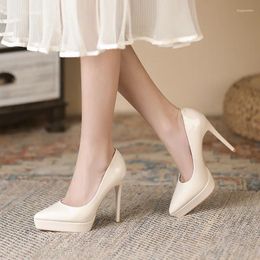 Dress Shoes Size 34-40 Black Women 2024 Pointed Patent Leather Platform Sexy Elegant Stiletto Heel 12cm High Heels