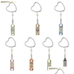 Key Rings Personality Design Resin Beer Bottle Beverage Key Chain Mobile Phone Bag Pendant Heart Ring Small Simation Jewellery Drop Del Dhdj1