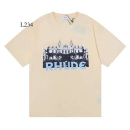 Designer Fashion Clothing Tees Rhude Tshirt Casino Hd Castle Print T-shirt Cotton Streetwear Tops Casual Sportswear Rock Hip Hop for Sale 408 35