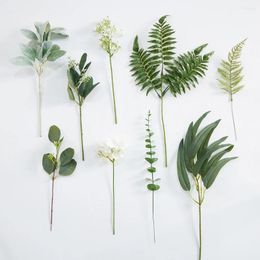 Decorative Flowers 6PCS Artificial Eucalyptus Leaves Bunch Branch Fake Plants Stems For Home Wedding Bride Bouquet Party Cake DIY Gifts Box