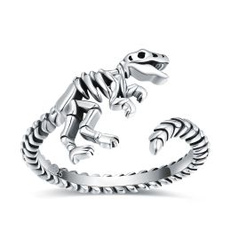 Rings SG 925 Sterling Silver Dinosaur Skeleton Cute animal Adjustable Open Skull Vintage Thumb Rings Jewellery Gifts for Women Girls Men