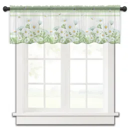 Curtain Flower Daisy Spring Summer Simple Small Window Valance Sheer Short Bedroom Home Decor Voile Drapes