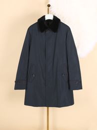 Mens Coat Winter kiton Black and Grey Fur Coat Fashion Warm Long Jacket