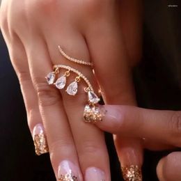 Cluster Rings Fashion Creativity Water Drop Shape Zircon Ring Opening Pendant Index Finger Wedding Cocktail Women's Jewelry