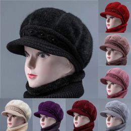 Berets Women's Woolen Knitted Bucket Hat With Inscription Pattern Sun Ladies Summer Fabric