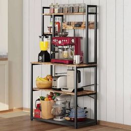 Kitchen Storage Bakers Rack Microwave Stand Coffee Bar Freestanding With 3 Power Outlets