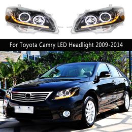 For Toyota Camry LED Headlight Assembly 09-14 Daytime Running Light Front Lamp High Beam Angel Eye Projector Lens Streamer Turn Signal