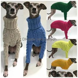 Dog Apparel Winter Sweater Italian Greyhound Whippet Turtleneck Twist Warm Coat Clothing Dogs Knitted 231212 Drop Delivery Home Gard Dhnxy