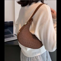 Fashion Alligator Pattern Shoulder Bags for Women Small Handle Underarm Bag Clutch Felt Female Handbag with Purse