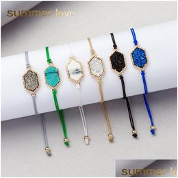 Bangle Fashion Simple Colorf Crystal Handmade Woven Bracelet For Women Diamond Cluster Wax Rope Bangle Jewellery Gift Drop Delivery Jew Dhsxg