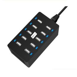 Cell Phone Chargers Mtiple Usb Charger Adapter 40W Intelligent Desktop Charge 10 Port Mti Mobile Device For Huawei Drop Delivery Pho Dhmez