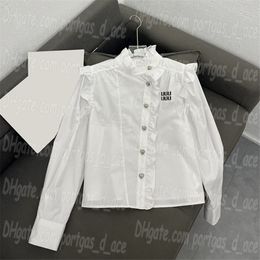 329 Letter Women White Blouse Shirt Designer Elegant Tops Spring Summer Casual Long Sleeve Stre