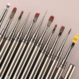 Nail Brushes 6/9/12/15/18mm Liner Brush Set Drawing Lines Stripe Painting Flower Pen Art Manicure Metal Handle