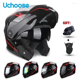 Motorcycle Helmets DOT Certification Uchoose Helmet Double Lens Cross Section Safety Modular Flip Helm Unisex With Visor