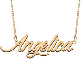 Angelica Name Necklace Pendant for Women Girlfriend Gifts Custom Nameplate Children Best Friends Jewelry 18k Gold Plated Stainless Steel