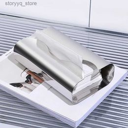 Tissue Boxes Napkins Nordic Luxury Stainless Steel Tissue Box for Living Room Desktop Tissue Holder Silver Plated Paper Storage Box Q240222