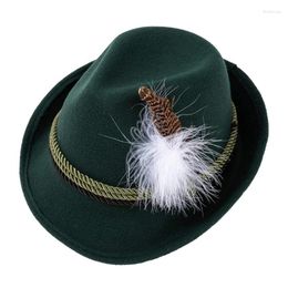 Berets Feather Hat For Male Teenagers Halloween Carnivals Felt Spring Summer Sunproof With Decors