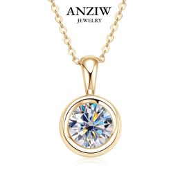 Pendants Anziw 8MM 2.0CT D Color Round Moissanite Bubble Pendant Necklace Solid Silver 925 Sterling GRA Certified Jewelry for Woman Gifts