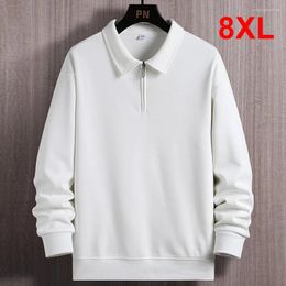 Men's Hoodies Half Zip Sweatshirt Men Plus Size 8XL Sweatshirts Solid Colour Spring Autumn Tracksuit Big Pullover White Black