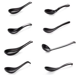 Soup Spoon Black Matte Ladle Spoon Plastic Japanese Style Melamine Tableware Anti-Fall Tortoise Shell Shaped281y