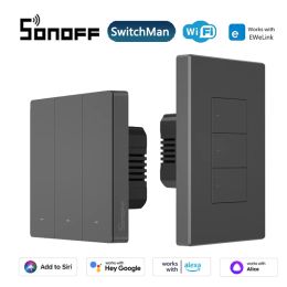 Control SONOFF SwitchMan M5 WiFi Smart Light Switch US/EU 120/80/86 Type 1/2/3 Gang Wall Switch eWelink Via Alexa Google Home Alice
