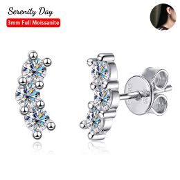 Earrings Serenity Day Real D Colour 3mm Each Stone 0.6 Carat Moissanite Stud Earrings S925 Sterling Silver Summer Style Jewellery Wholesale