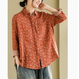 Women's Blouses Women Shirt Print Floral Cotton 2024 Cardigan Spring Summer Mori Girl Thin Long Sleeve Fashion Blouse Female YoYiKamomo