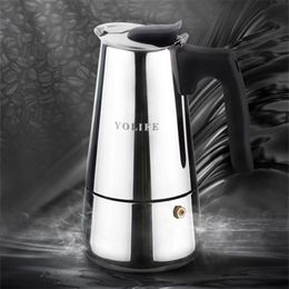 2 - 6 Cups Stainless Steel Moka Coffee Maker Mocha Espresso V60 Latte Stovetop Filter Coffee Pot barista milk pitcher Tools 2104083167