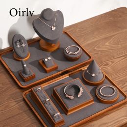 Rings Oirlv Solid Wood Jewellery Tray Bracelet Ring Display Props Sets Jewellery Organiser Holder Necklace Display Stand Jewellery Plate