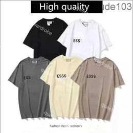 Ess Designer Shirts 3d Silicone Letters Short Sleeve Loose Oversize Casual T-shirt Fog Cotton Crew Neck Shirt for Men Top06 EQT4 EQT4