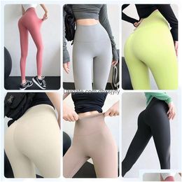 Yoga Outfit 2023 Designer Womens Align Leggings Top Shorts Knee Length Women Gym Legging High Waist Pant Elastic Fitness Lady Outdoo Dh3Zc