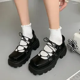 Dress Shoes 2024 Platform High Heels Women Summer Fad Lace Up Shallow Designer Chunky Pumps Walking Ladies Zapatillas