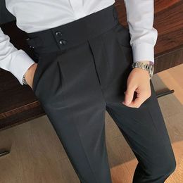 British Style Autumn Solid High Quality Trousers Men Formal Pants Slim Fit Business Casual Suit Pants s S14 240220