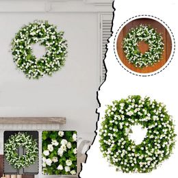 Decorative Flowers Spring Wreath For Front Door Easter Summer Small Colourful Green Flower Frame Garland Welcome Decor Home Fall