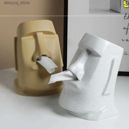 Tissue Boxes Napkins Creative Napkin Box Nordic Style Stone Statue Personality Nostril Tissue Box Light Luxury Dining Table and Tea Table in Living Q240222