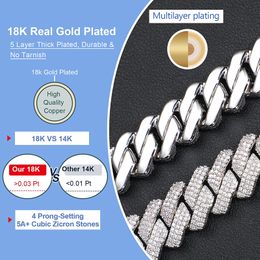 Pendant Necklaces Designer Necklace Cuban Link Chains for Men 3 Row Bling Diamond 20mm w Iced Out Chain Prong Miami Gold Rapper Hip Hop Desigdz6vdz6v