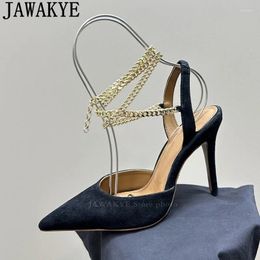 Dress Shoes 2024 Summer Thin High Heels Sandals Women Ankle Chain Buckle Slingback Pumps Feminine Sexy Brand Bride Party Mujer