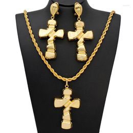 Necklace Earrings Set Cross Pendant Drop Sets African Jewellery For Women Statement Punk Style Fashion Jewellery Party Daily