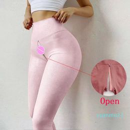 Outfit Plus Size Invisible Open Crotch Leggings Sexy High Waist Yoga Pants Outdoor Sports Sex Convenient Club Fun Pants Womens Clothing
