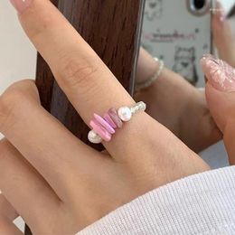 Cluster Rings Multicolor Crystal Beaded Ring For Women Girls Fashion Creative Design Sweet Anniversary Jewellery Gifts Wholesale