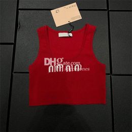 Cropped Women Singlets Tops Sleevelees Knitted Tanks Red Sexy Tank Shirt Luxury Designer Knits