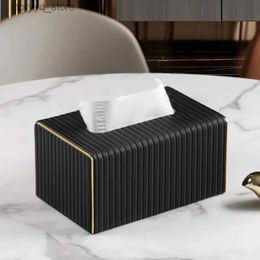 Tissue Boxes Napkins Exquisite Streak Tissue BoxEuropean Style High Quality Faux Leather Napkin HolderPaper Storage Container for Living Room Hotel Q240222