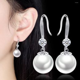 Dangle Earrings Korean Fashion Silver Plated Water Drop Design Pearl Crystal Flower For Women Jewellery Gift Pendientes Mujer