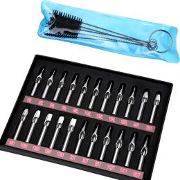 Mouldings 22pcs/box of High Quality Stainless Steel Tattoo Nozzle Tips Drawing Tools Mixed with Cobblestone and Universal Dt Rt Canvas Fee
